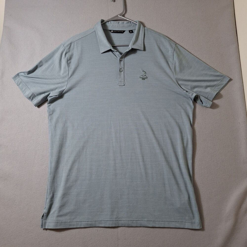 Travis Mathew Mens Polo Shirt Size XL Gray Black Floral Pinehurst Short Sleeve